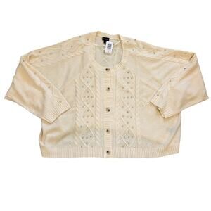 NWT Torrid Women’s Cardigan Sz 6x Cream Jewels Festive Winter Holiday